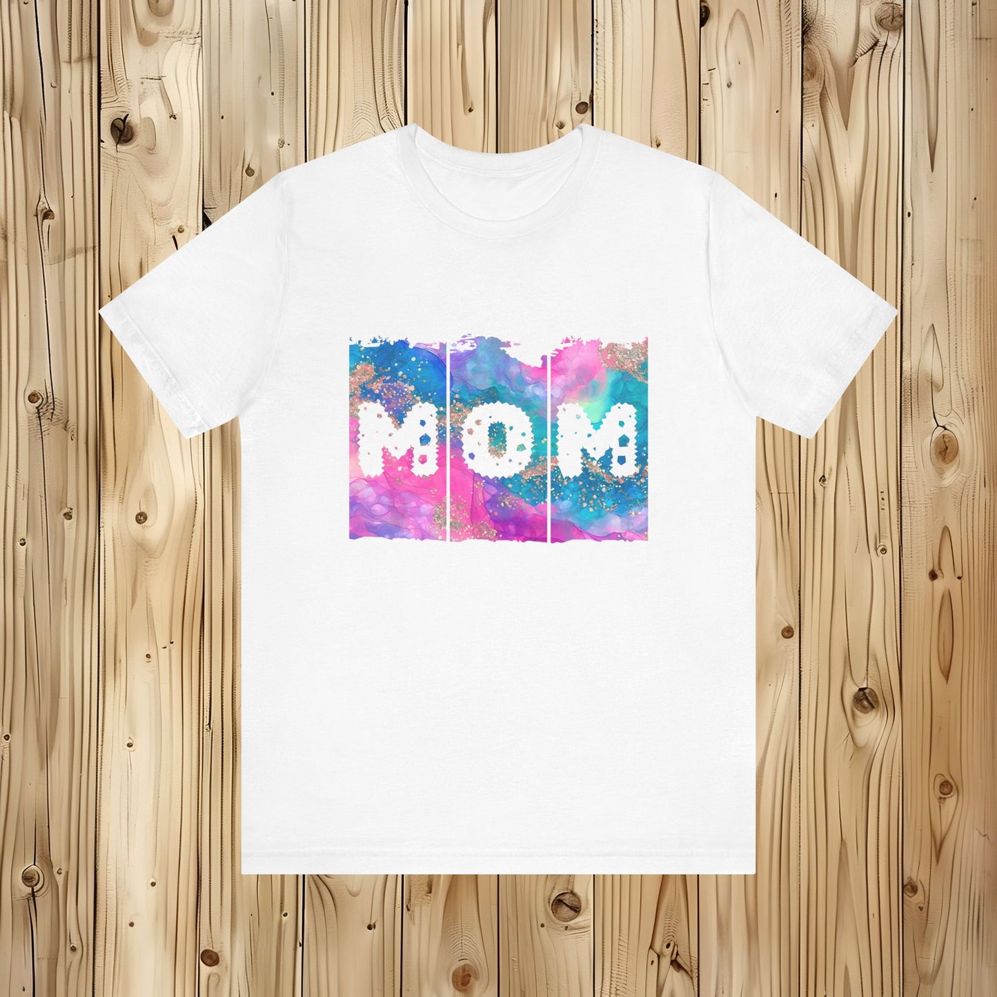 Tropical MOM Brush Stroke Tee Shirt - Blue/Purple