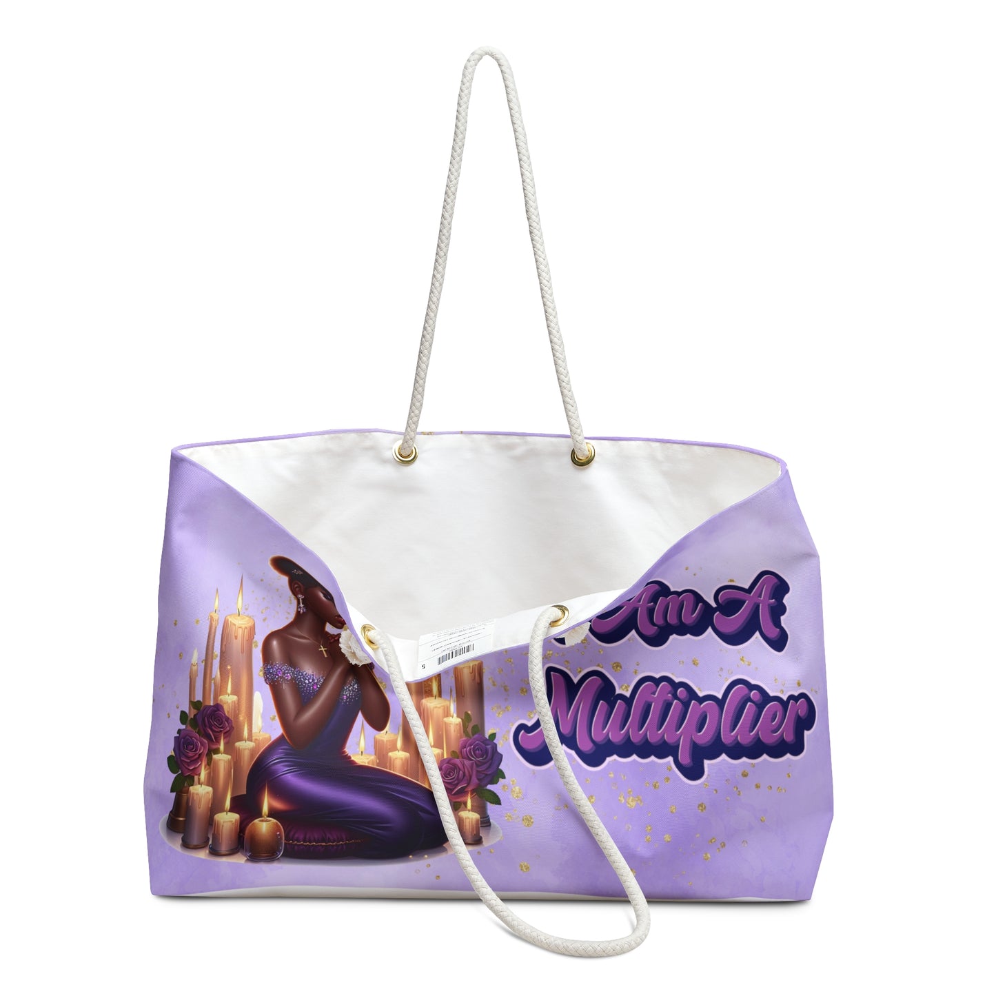 Spiritual Weekender Bag, I Am A Multiplier Tote, Travel Bag, Yoga Tote, Inspirational Gift, Empowerment Bag