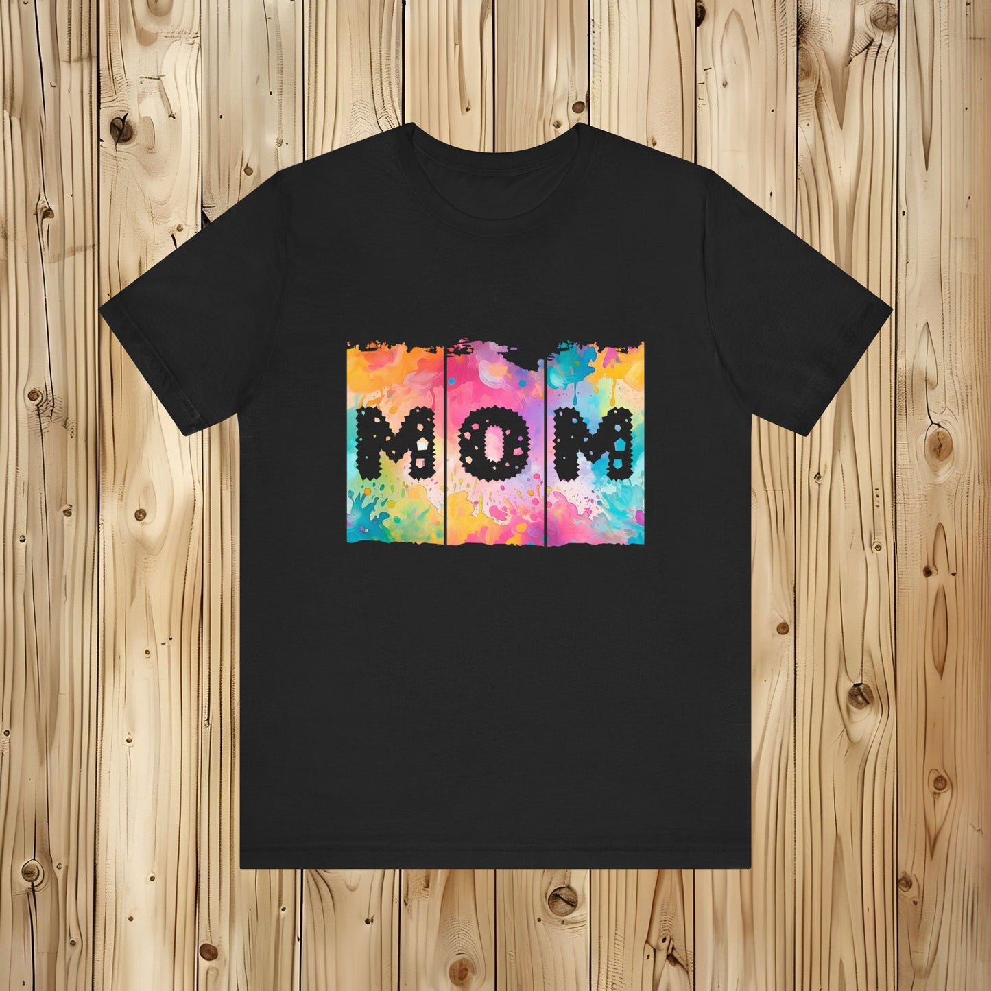 Tropical MOM Brush Stroke Tee Shirt - Orange/Pink
