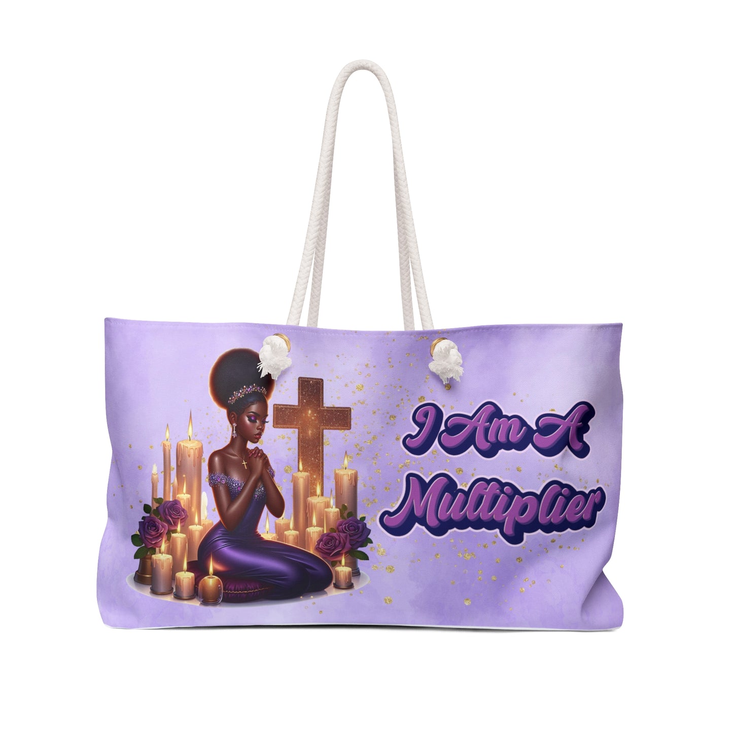Spiritual Weekender Bag, I Am A Multiplier Tote, Travel Bag, Yoga Tote, Inspirational Gift, Empowerment Bag