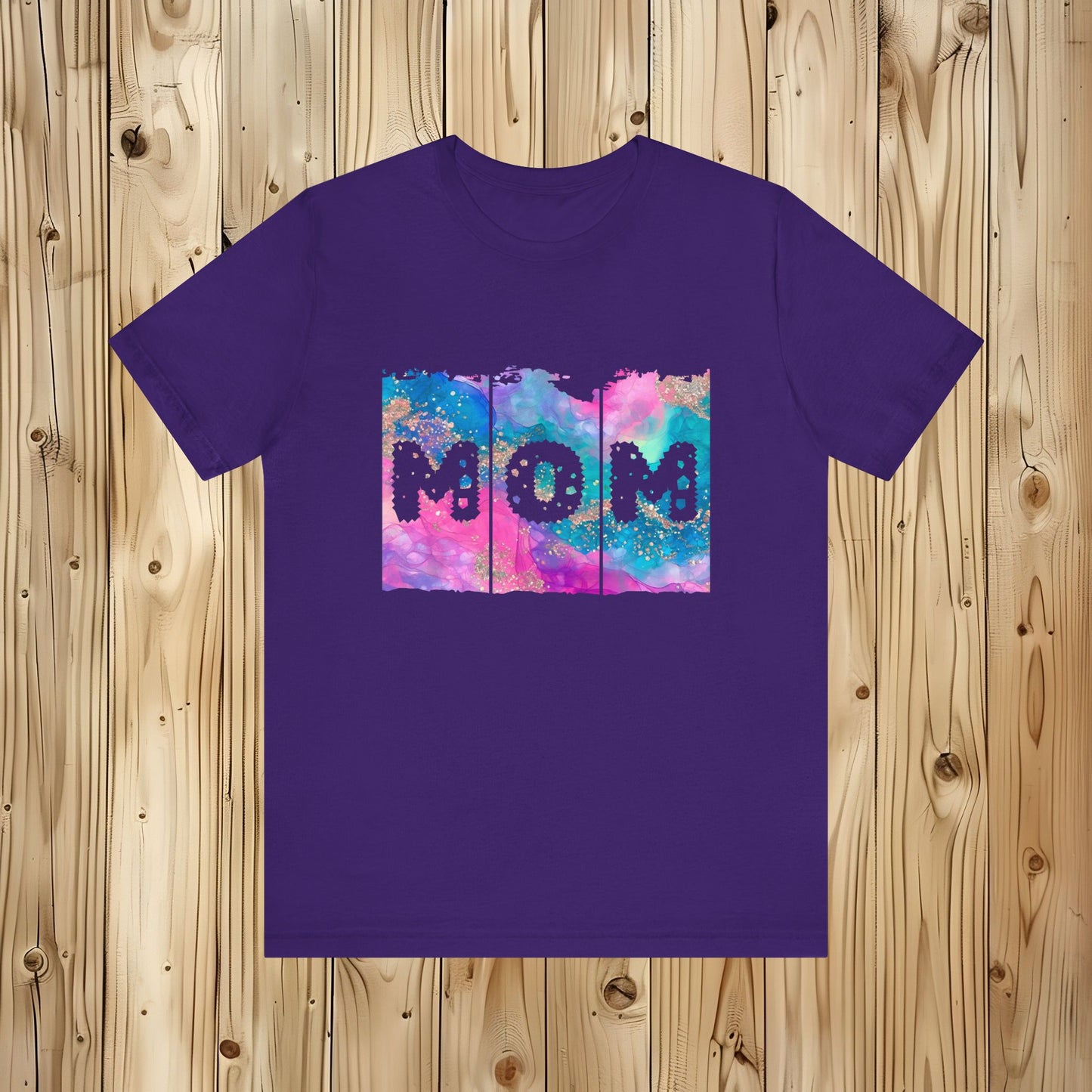 Tropical MOM Brush Stroke Tee Shirt - Blue/Purple