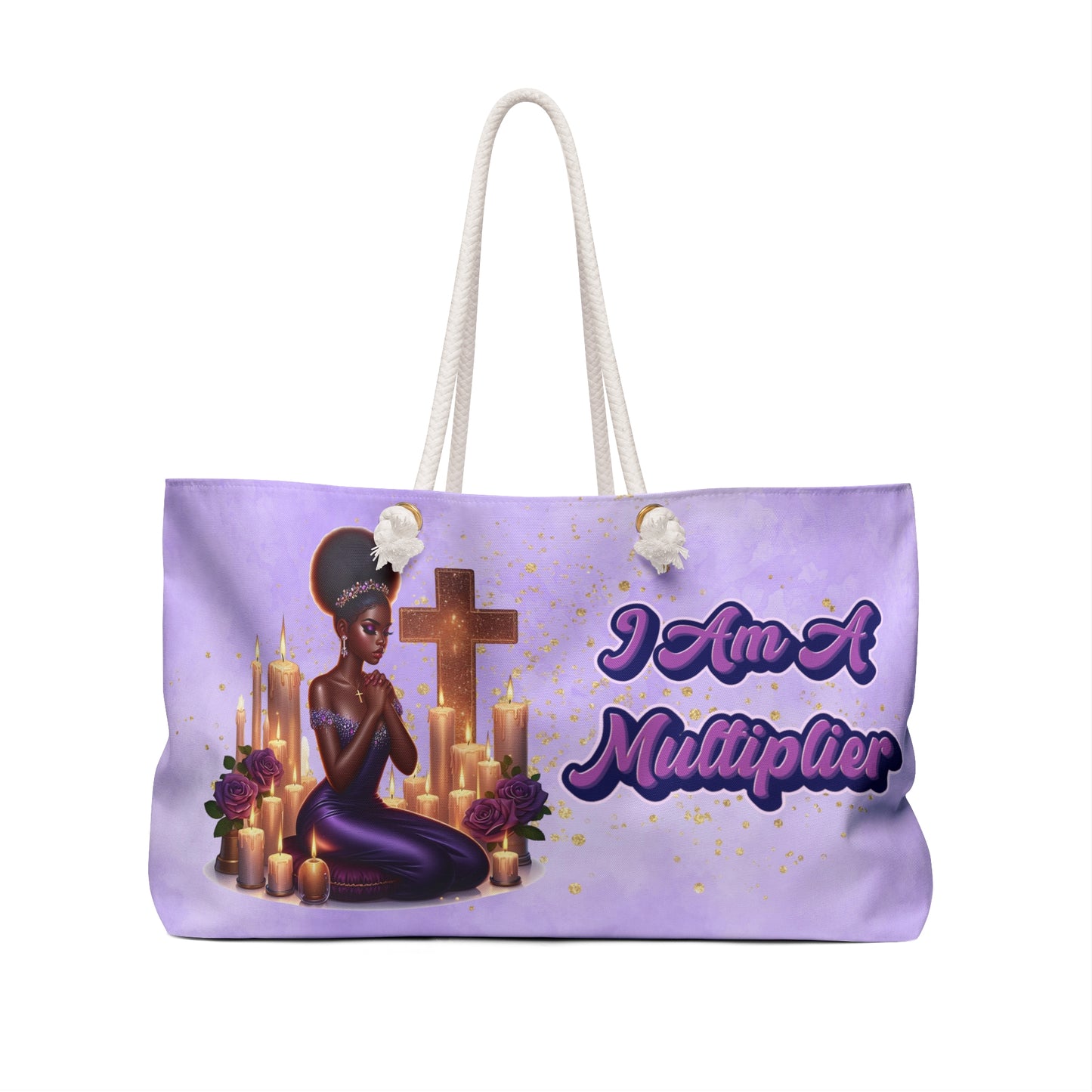 Spiritual Weekender Bag, I Am A Multiplier Tote, Travel Bag, Yoga Tote, Inspirational Gift, Empowerment Bag