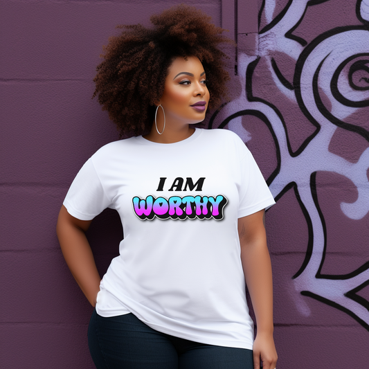 Empowering Tee | I AM WORTHY T-Shirt, Inspirational Gift, Affirmation Shirt, Self-Love Apparel, Motivational Clothing
