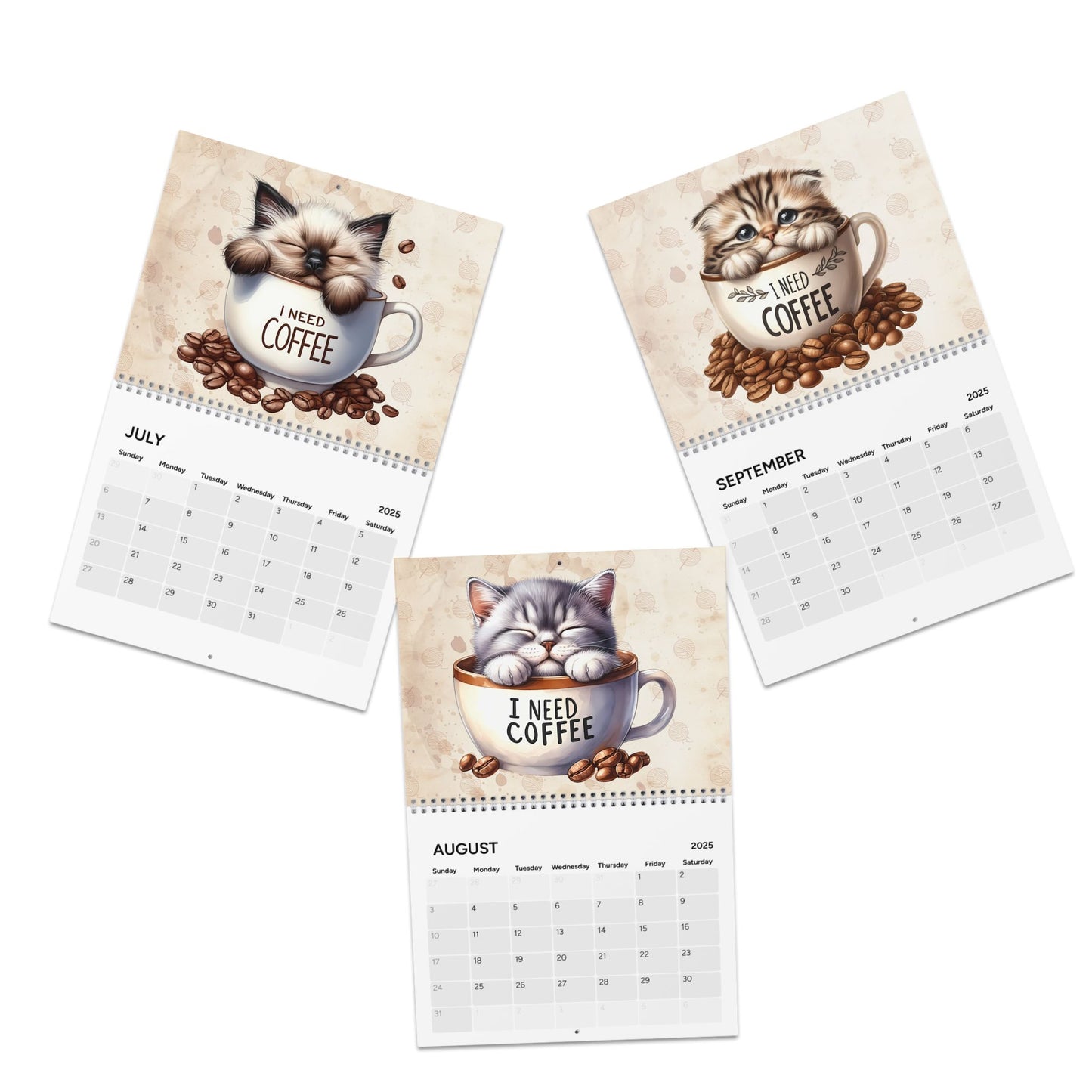 2025 I Need Coffee Kitten Edition Wall Calendar