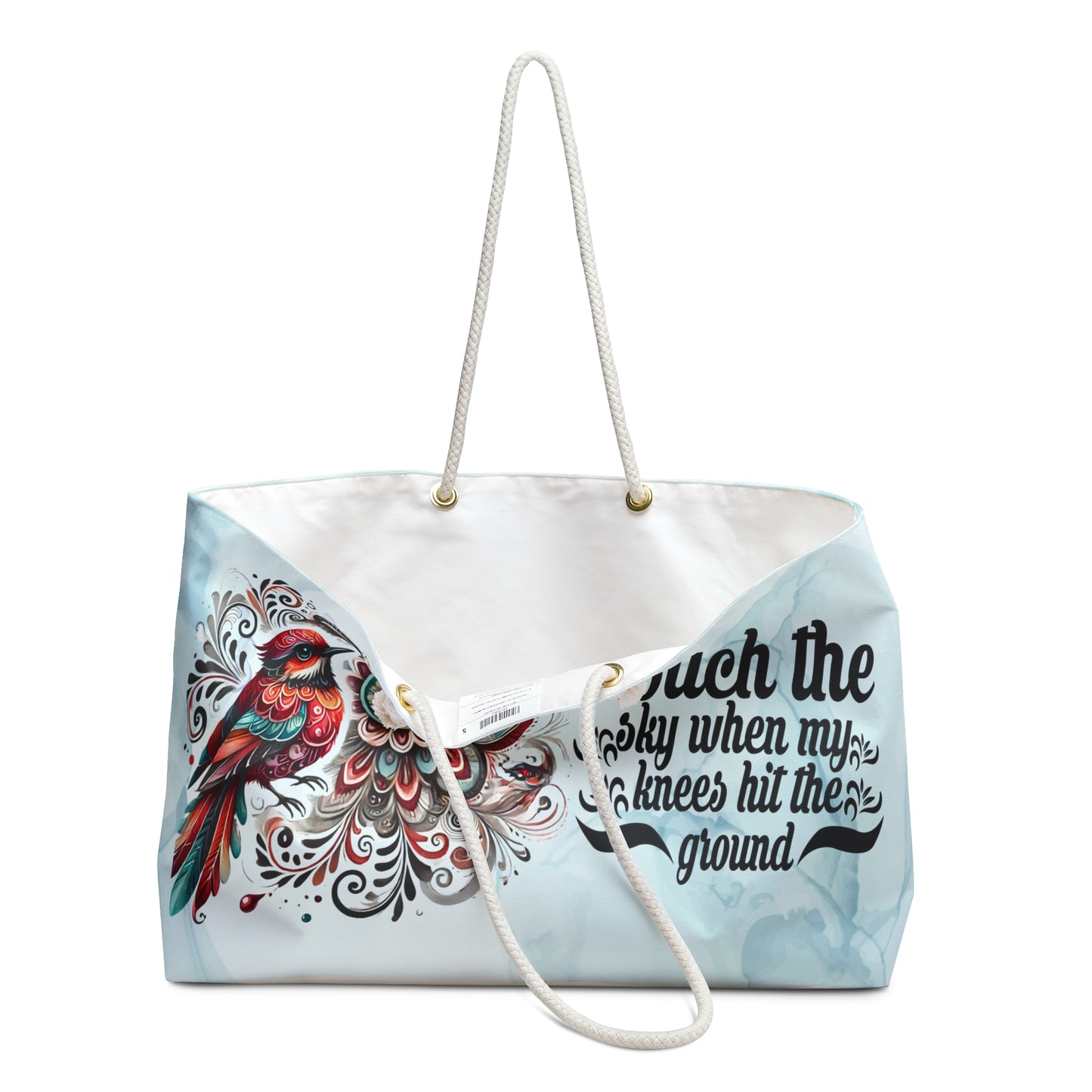 Inspirational Weekender Bag - "I Touch the Sky When My Knees Hit the Ground" Bird