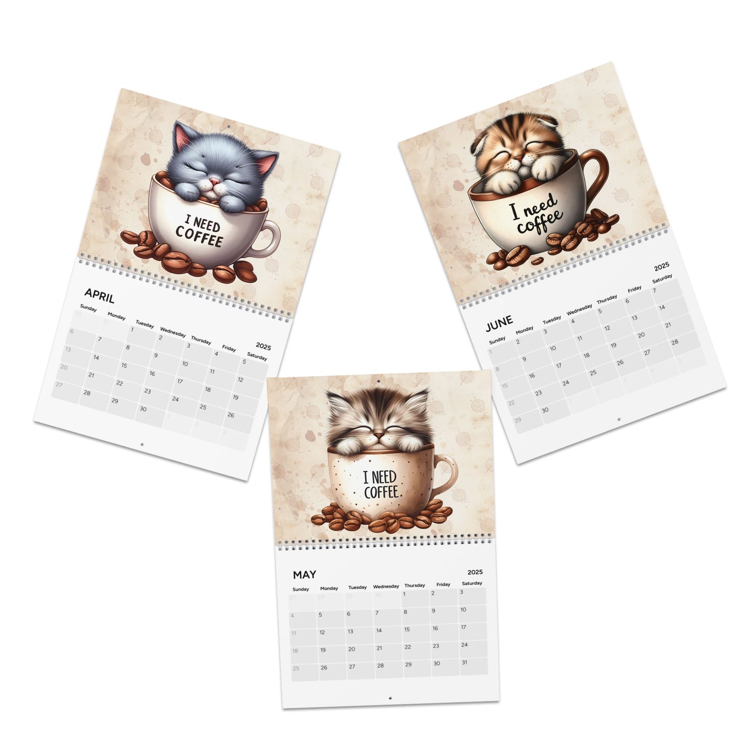 2025 I Need Coffee Kitten Edition Wall Calendar