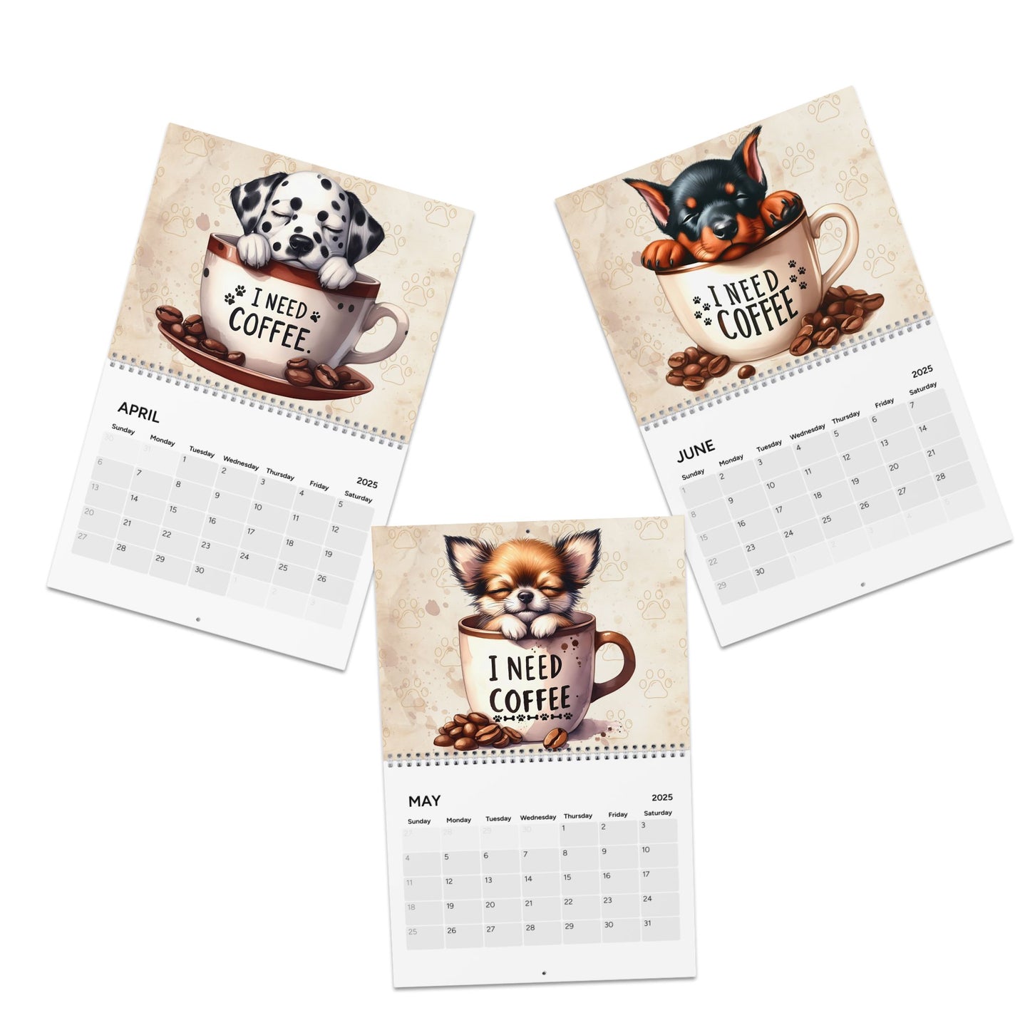 2025 I Need Coffee Puppy Edition Wall Calendar