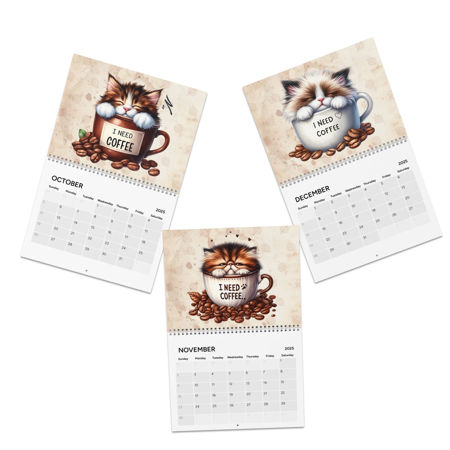 2025 I Need Coffee Kitten Edition Wall Calendar